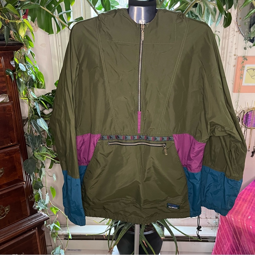 L.L. Bean Olive Green Anorak Jacket